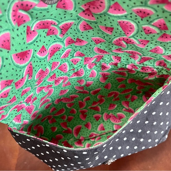 Black White Dots and Watermellon Print magnetic clasp Clutch Fabric clutch - Picture 4 of 6